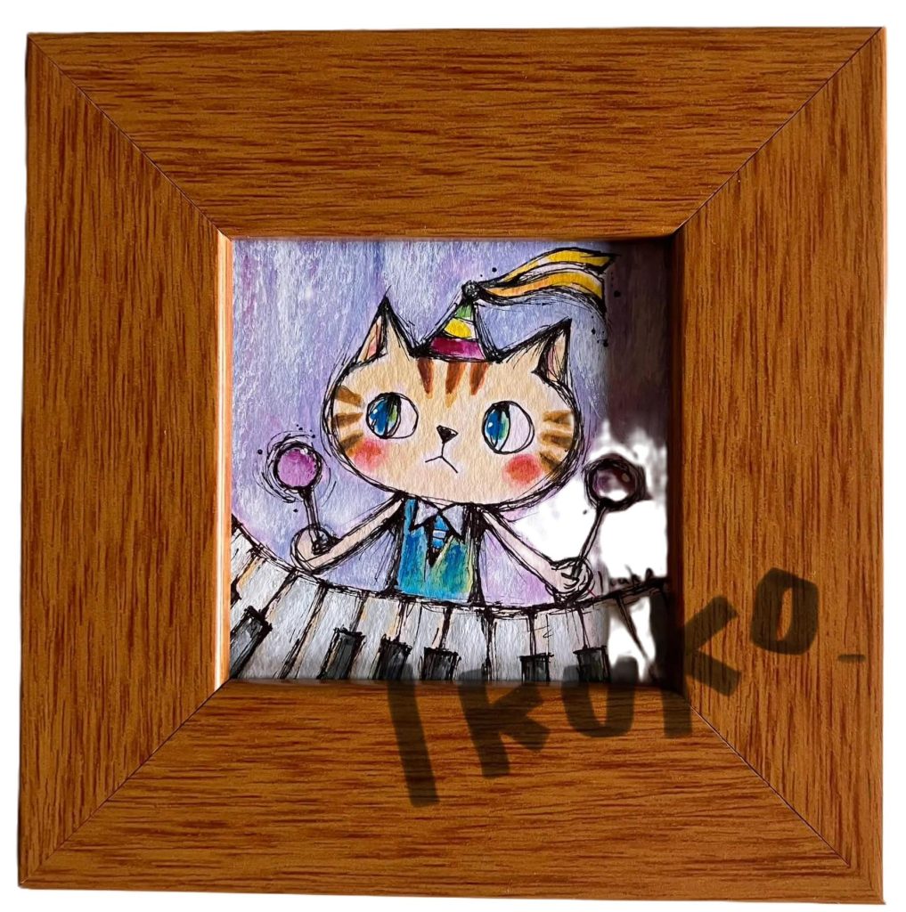 いなのべいくこさんのミニ額作品「ピンクの音」画像